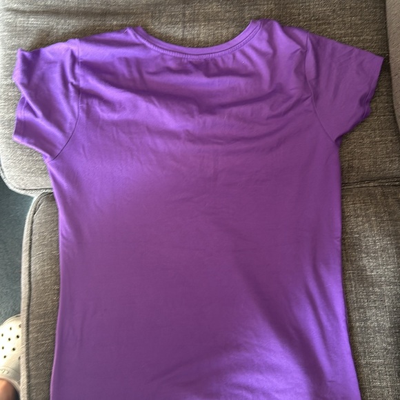 Ladies t-shirt, short sleeve, dark purple, 60% cotton and 40% spandex. Large - Picture 2 of 2